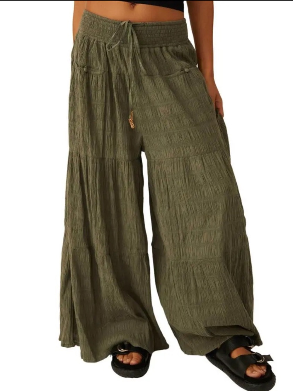 Free People Olive Green Wide Leg Pants